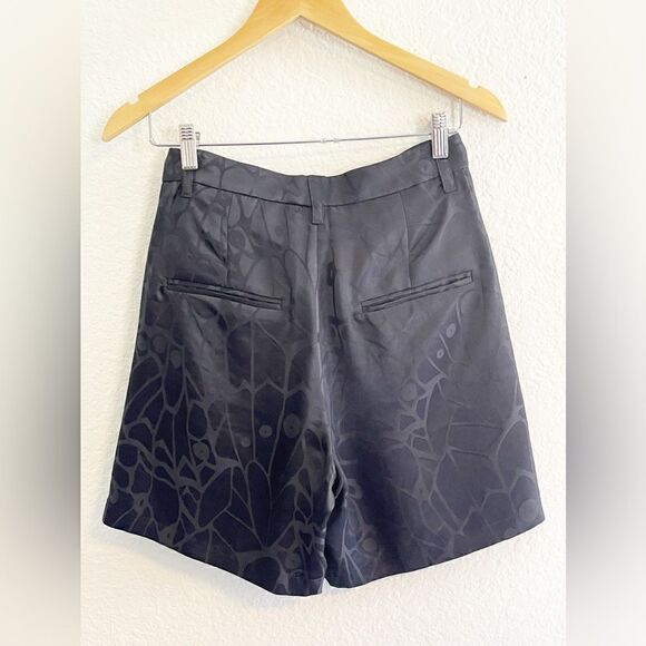 Anine Bing black silk short Carrie butterfly jacquard shorts size 34. NWT - Picture 4 of 7